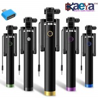 OkaeYa Portable Selfie Stick & OTG Adaptor for Android/iOS Devices (Black)